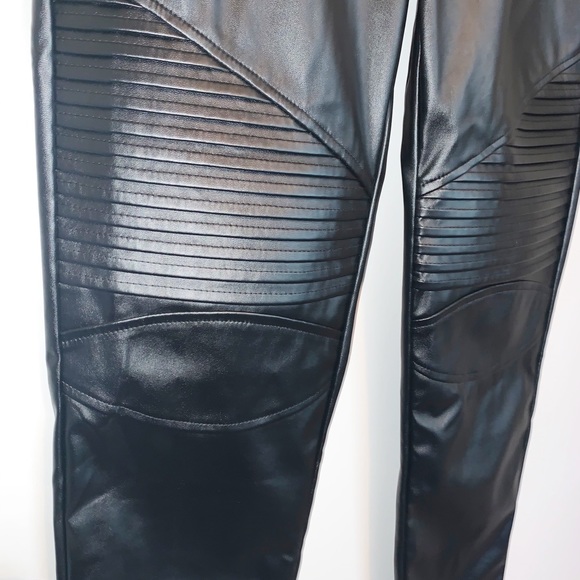 Easel Leather Look Moto Moto Leggings - Picture 4 of 6